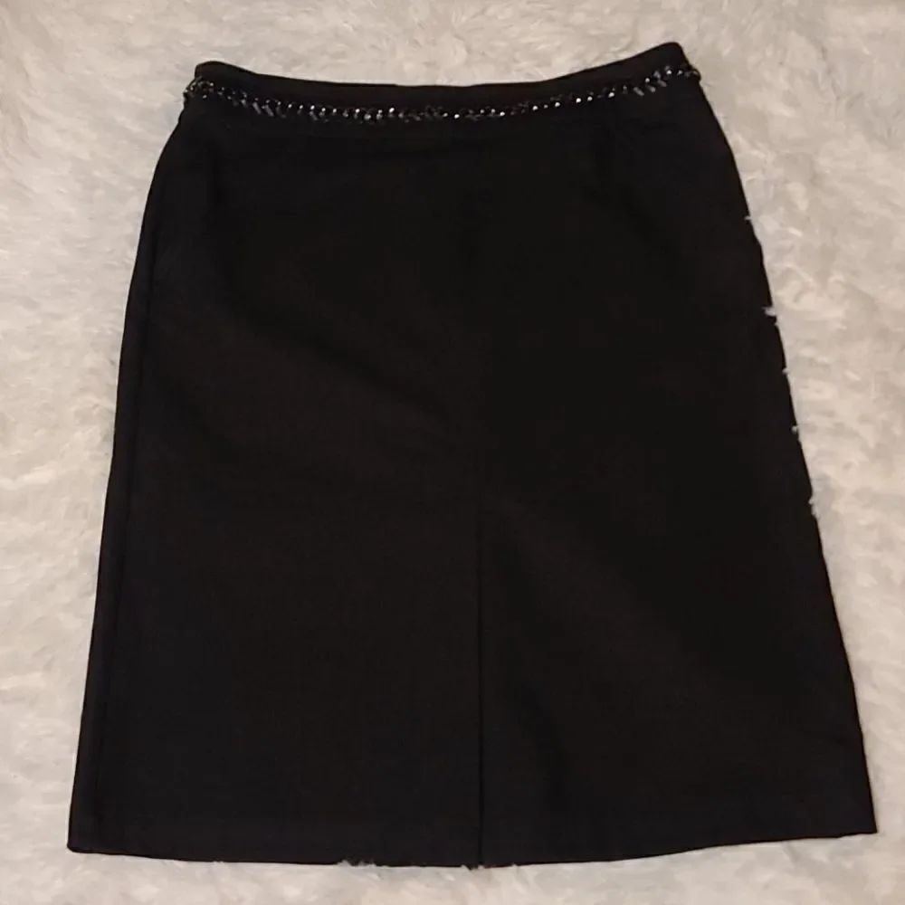 Lafayette 148 NY Black Denim Pencil Skirt 6
